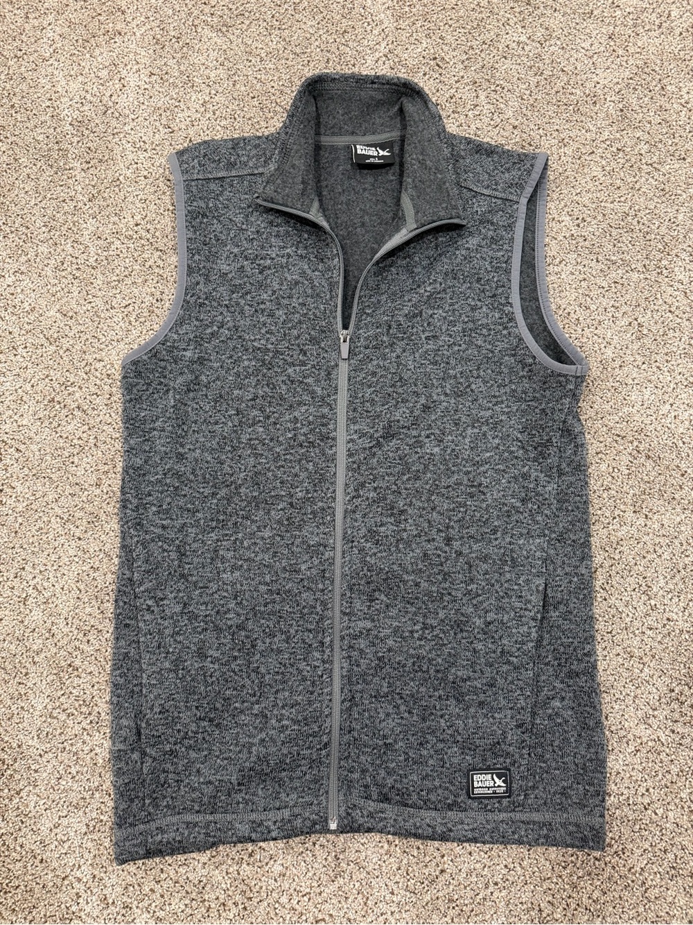 Eddie Bauer Men’s Heather Charcoal Full-Zip Fleece Vest